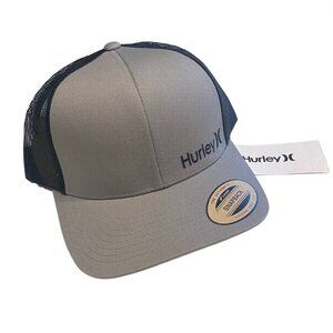 Hurley Light Gray/Black Corp Staple Trucker Meshback Snapback Hat
